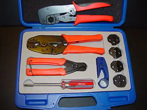 Ratchet Crimper Tool 5-Dies Coax Cable Lmr600 400 300 240 195 100 At&T 734 735