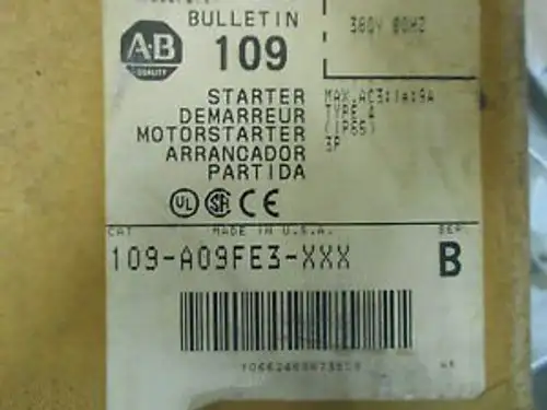 Allen Bradley 109-A09Ef3-Xxx Starter 380V 60Hz