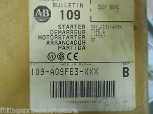 Allen Bradley 109-A09Ef3-Xxx Starter 380V 60Hz