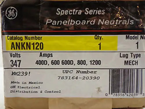 Ge Spectra-Series Panel Board Neutral Bar Ankn120