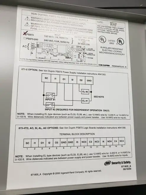 PS873 Class 2 Power Supply & 873-FA 873-BB 873-KL
