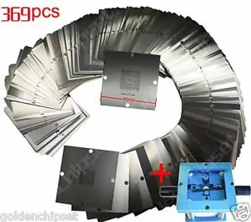 New 369Pcs Repair Template 90Mmx90Mm Bga Stencil + Ht Handle Blue Solder Station