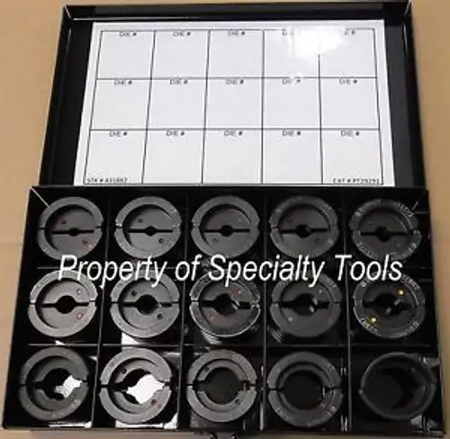 Burndy Udiekitcu Crimper Crimping 15Pc U Crimp 12 Ton Die Set #8-750 Copper