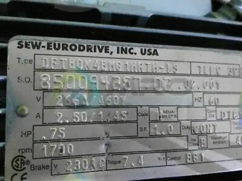Sew-Eurodrive Dft80K4Bmg1Hrth-1S Motor