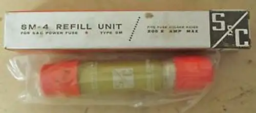 S&C SM-4 FUSE REFILL UNIT - CAT. #121300R-4 - AMPS 200E - TYPE SM