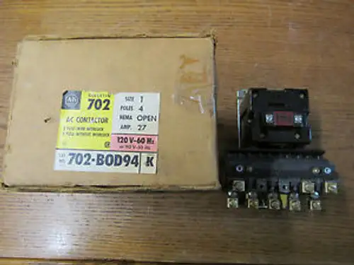 New Nos Allen Bradley 702-B0D94 A/C Contactor 110/120V 50/60Hz 4 Poles 27 Amps