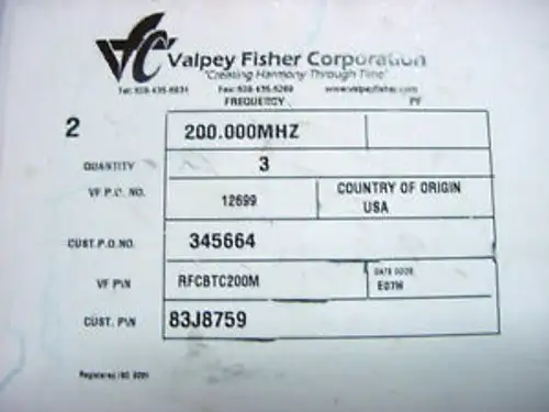 Valpey Fisher 83J8759 Rfcbtc200M 200.000Mhz Oscillators