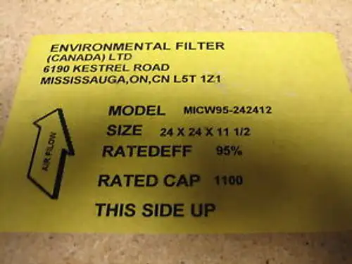 Nos Environmental Filter Micw95-242412 Micw95242412 24 X 24 X 11-1/2