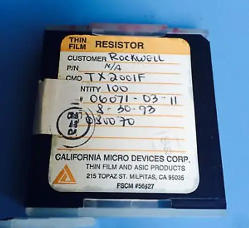 Tx2001F California Micro Devices Resistor Thin Film Rockwell 100/Units