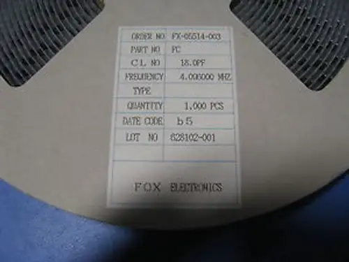 Fox 4.096 Mhz 50Ppm 18Pf Smt Crystal Part # 217-4.096-1 1000 Pc Reel