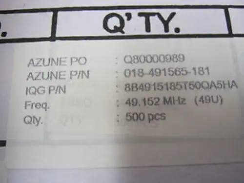 8B4915185T5S0QA5HA 500 49.152 MHZ ORIGINAL FACTORY BOXES INTERQUIP LTD