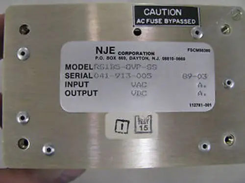 Nje Power Supply Part # Rs1B5-Ovp-Ss Model Rs Size B 15 Volt Rs1B5-0Vp-Ss