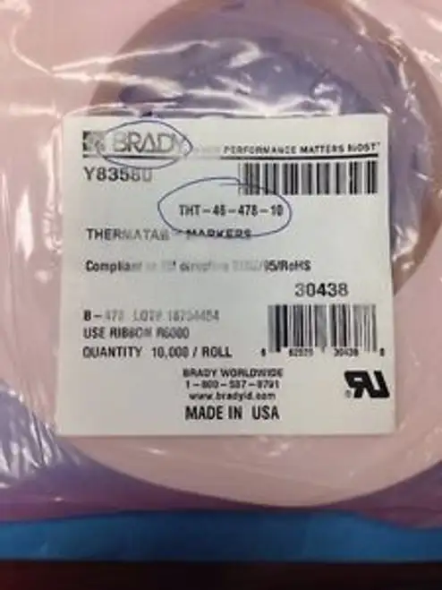 New Roll Of 10 000 Brady Y83580 Tht-46-478-10 30438 Thermatab Markers