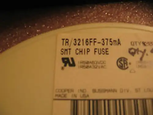 Qty: 3000 Units P/N Tr/3216Ff-375Ma Fuse 375Ma 63V Fast 1206 Smt 2 Partial Reels