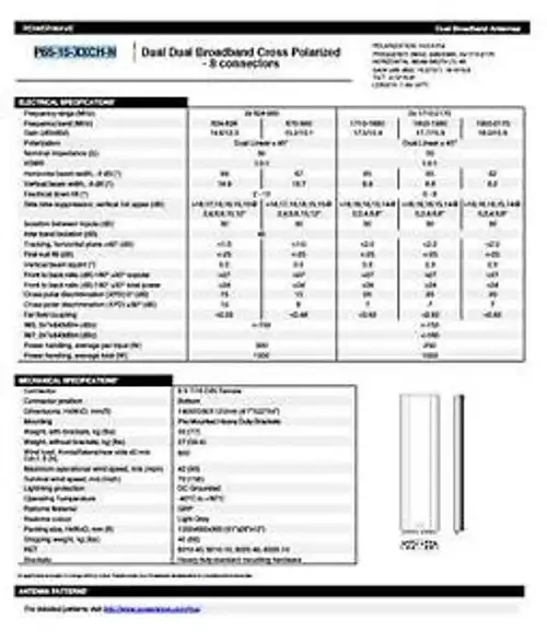 Powerwave P65-15-Xxch-N Doble banda ancha polarizada cruzada - 8 conectores