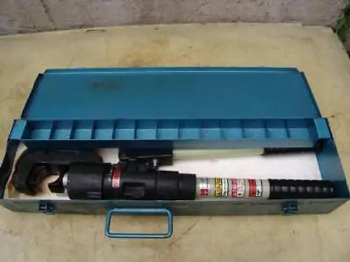 Huskie Hydraulic Cable Wire Crimper Ep-510 Uses Burndy Dies Great Shape #4