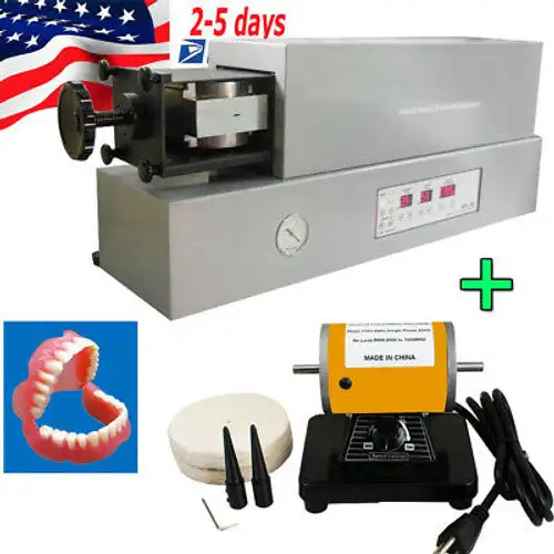 Dental Full-Automatic Denture Injection Machine+3000Rpm Buffing Machine Polisher