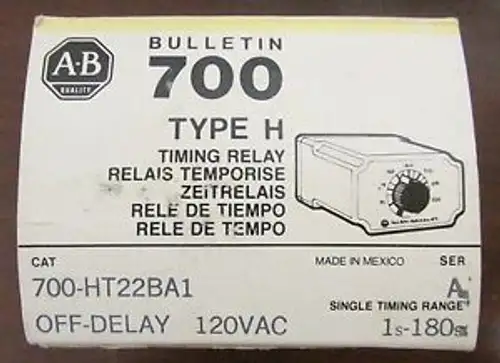 Allen Bradley Off Delay Timing Relay 1-180 Second 120V 700 Ht22Ba1