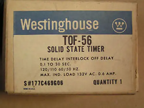 Westinghouse #177C469G06 Solid State Timer .1 to 30 Seconds TOF-56