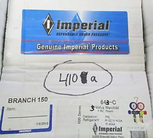Imperial 643-C Air Conditioning Refrigerant 3 Hose Manifold Guage Set 643 C