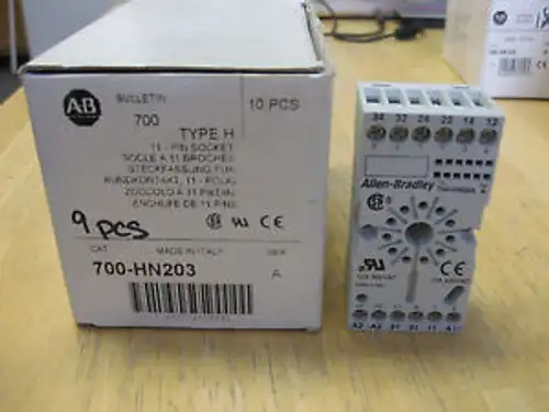Allen Bradley Relay Socket Base 700-Hn203 11 Pin Factory Of 9 Grey