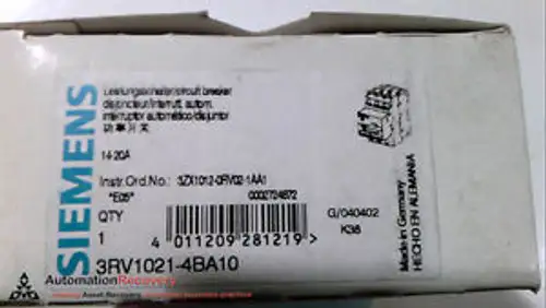 SIEMENS 3RV1021-4BA10-STARTER MANUAL COMBO 17-20AMP 3P 115-575VAC