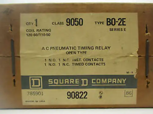 Square D 9050 B0-2D Ac Pneumatic Timing Relay