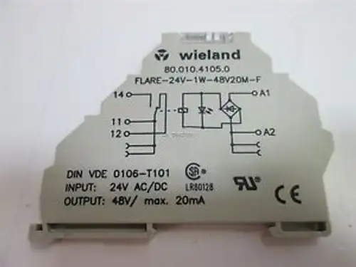 Lot of 6 Wieland 80.010.4105.0 Relay Module Flare 24V 1W 48V 20M-F