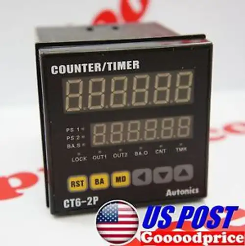 Autonics Counter Ct6-2P 6 Digit Din48 Dual Preset Spst 1A