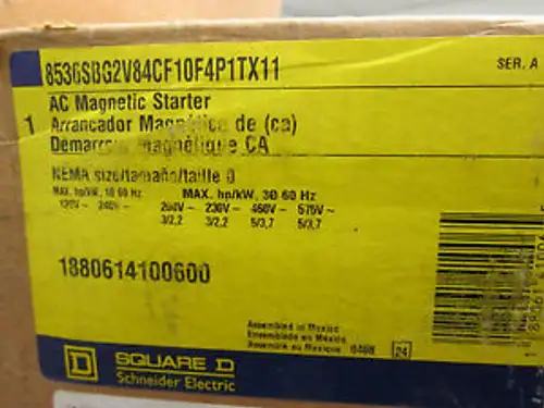 Sq D 8536Sbg2V84Cf10F10F4P1Tx11 Size 0 Nema 1 Starter Enclosure