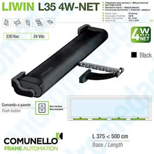 Liwin L35 4W-Net 230V 350N Black Actuators Synchronized Chain For Windows