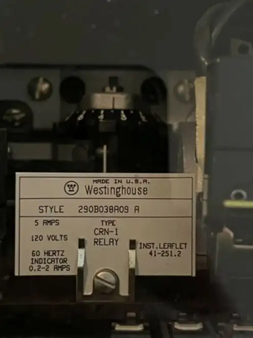 Abb 290B038A09 Type Crn-1 120 Volts Single Phase Reverse Relay