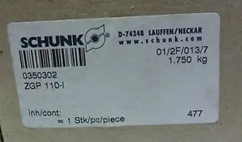 Schunk 0350302 Zgp 101-I Finger Gripper Zgp101I
