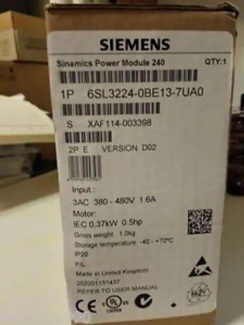 New Original Siemens Converter 0.37Kw6Sl3224-0Be13-7Ua0