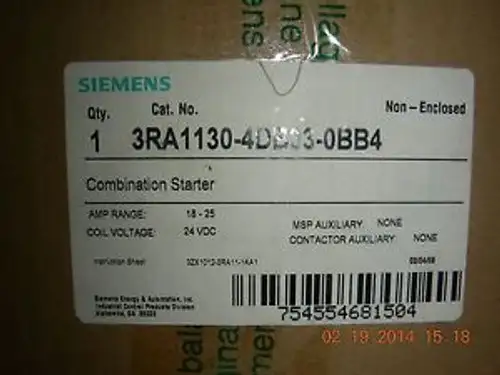 Siemens Combination Starter 3Ra1130-4Db33-0Bb4