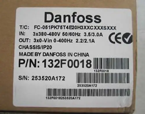 Danfoss 132F0018 Fc-051Pk75T4E20H3Xxcxxxsxxx
