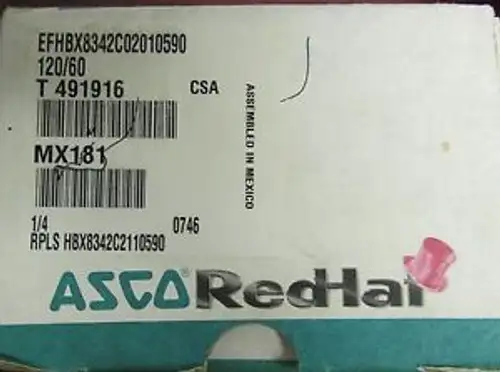 Asco Red Hat Efhbx8342C02010590 120 V Haz Location Solenoid Valve T 491916 Mx181