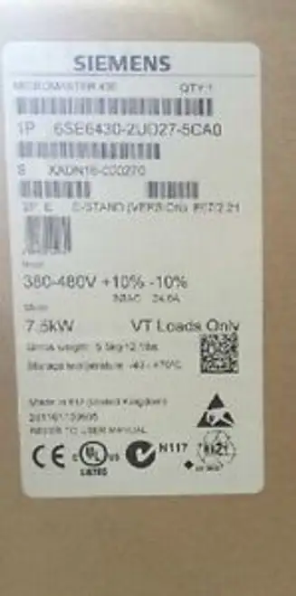 6Se6430-2Ud27-5Ca0 Siemens Micromaster Drive Inverter