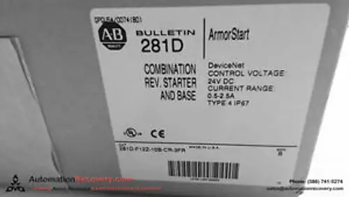 Allen Bradley 281D-F12Z-10B-Cr-3Fr Series B Armorstart Controller