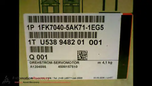 SIEMENS 1FK7040-5AK71-1EG5 SERVO MOTOR 3 PHASE 6000 RPM IP65 1.6NM
