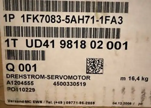 Siemens 1FK7083-5AH71-1FA3 Servo Motor - 1FK70835AH711FA3 -