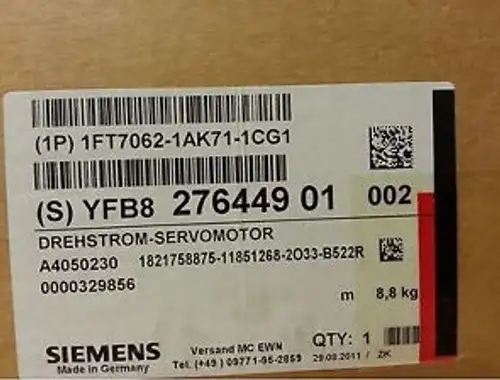 Siemens Servo Motor 1FK7 1FT7062-1AK71-1CG1