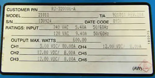 21011 Qualidyne Systems Ind. - Power Supply