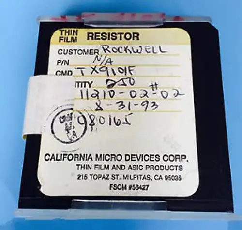 Tx9101F California Micro Devices Resistor Thin Film Rockwell 250/Units