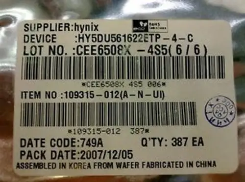 Hy5Du561622Etp-4-C Hynix 268K Bit Cmos Ddr Synchronous