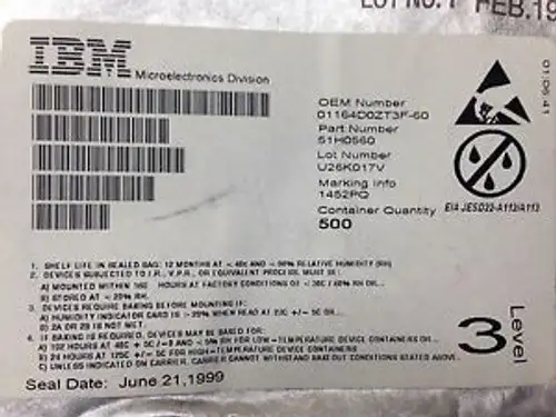 Ibm0116D0Zt3F-60 Factory Sealed Ibm Reel Of 500