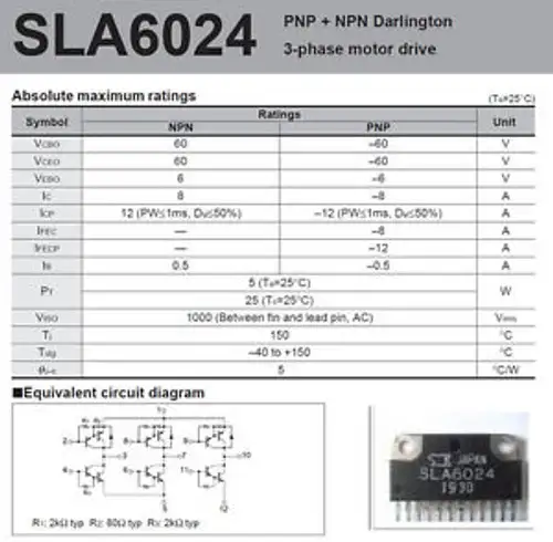 Sla6024 Pnp + Npn Darlington3-Phase Motor Drive Qty:1400