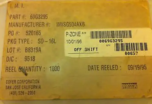 1000 pcs lot ~ IMI IMISG504AXB PN:69G3295 ICs on Reel