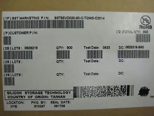 SILICON STORAGE TECH. (55VD020-60-C-TQWE) ATA/FLASH DISK CONTROLLER (Q:900)