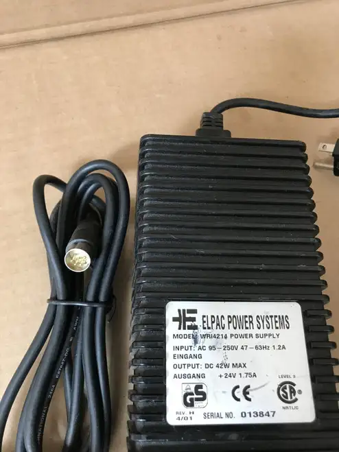 ELPAC Power Systems Model WRI 4214 Power Supply Input:95-250V Output 24VDC 1.75A